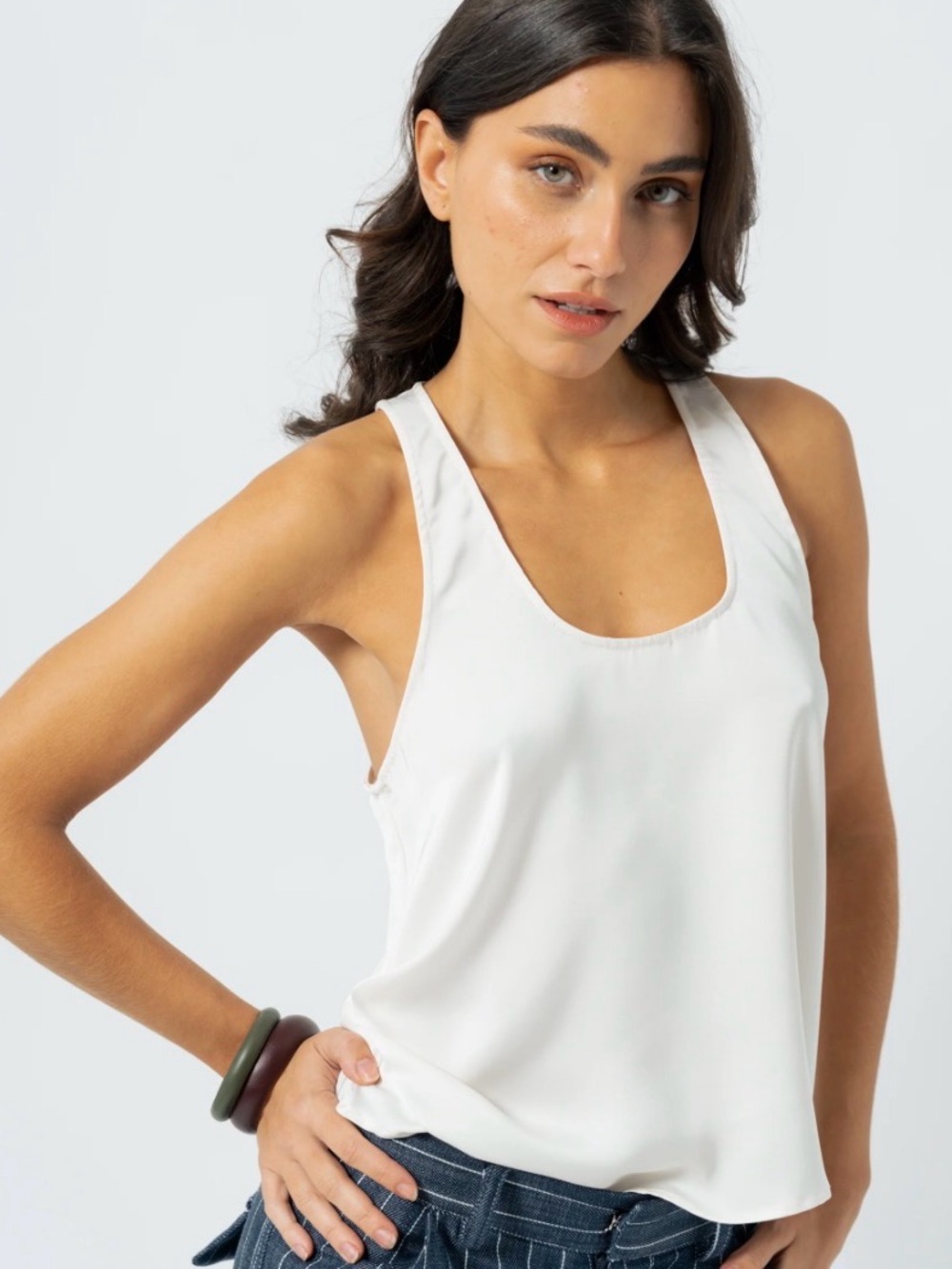 Zara White Scoop Back Tank